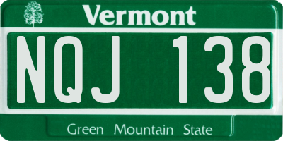VT license plate NQJ138