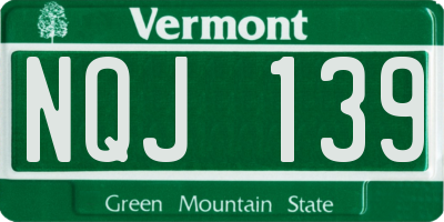 VT license plate NQJ139