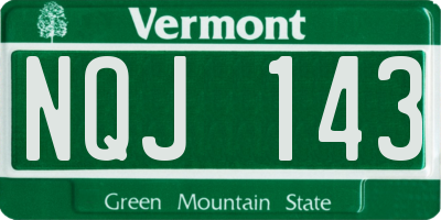 VT license plate NQJ143