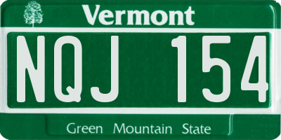 VT license plate NQJ154