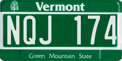 VT license plate NQJ174