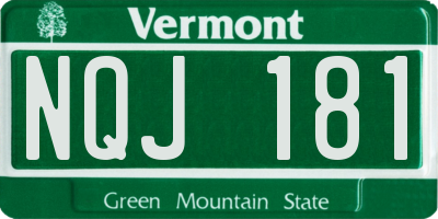 VT license plate NQJ181