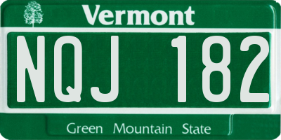 VT license plate NQJ182