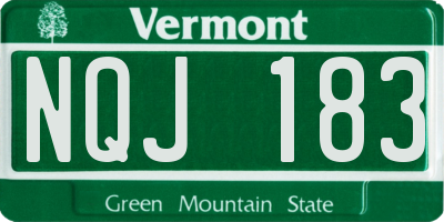 VT license plate NQJ183