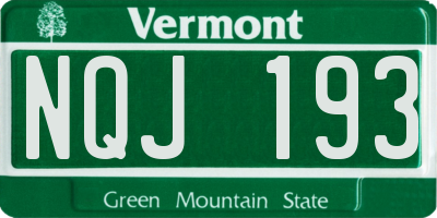 VT license plate NQJ193