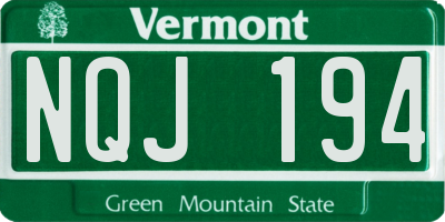 VT license plate NQJ194