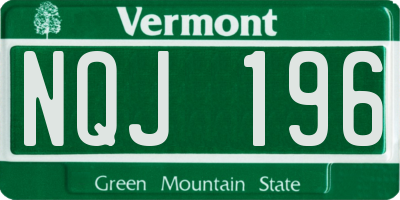 VT license plate NQJ196