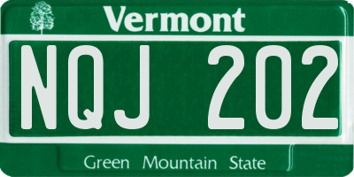 VT license plate NQJ202