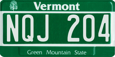 VT license plate NQJ204