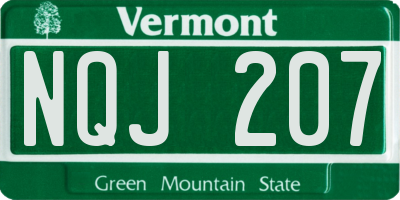 VT license plate NQJ207