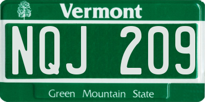 VT license plate NQJ209