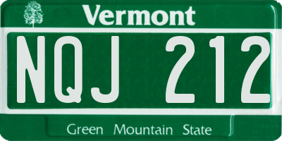 VT license plate NQJ212