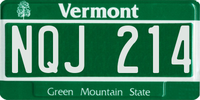 VT license plate NQJ214