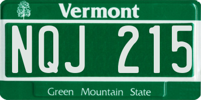 VT license plate NQJ215