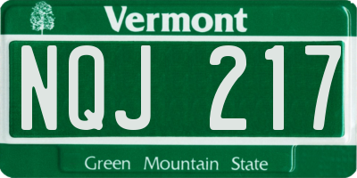 VT license plate NQJ217