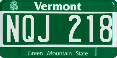 VT license plate NQJ218