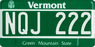 VT license plate NQJ222