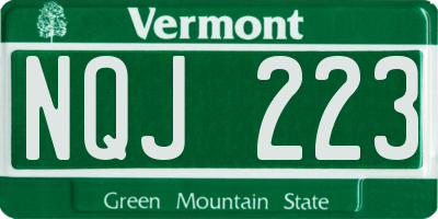 VT license plate NQJ223