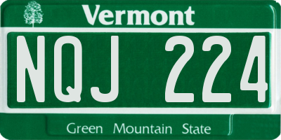VT license plate NQJ224