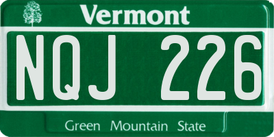 VT license plate NQJ226