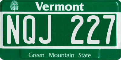 VT license plate NQJ227