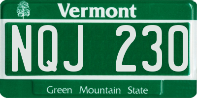 VT license plate NQJ230