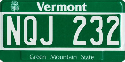 VT license plate NQJ232