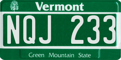 VT license plate NQJ233