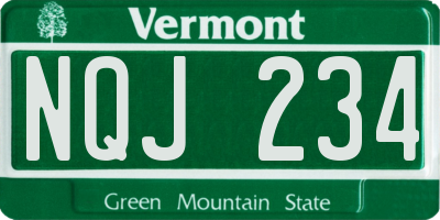 VT license plate NQJ234