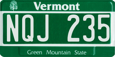 VT license plate NQJ235