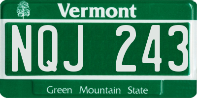 VT license plate NQJ243