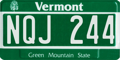 VT license plate NQJ244