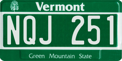 VT license plate NQJ251