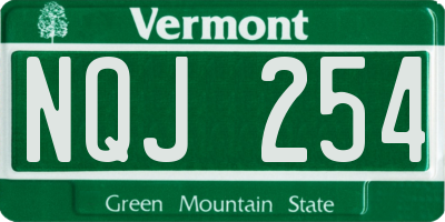 VT license plate NQJ254