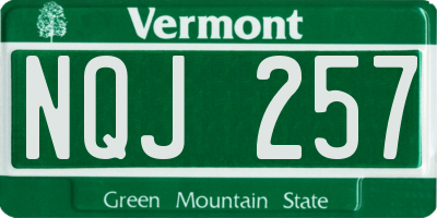 VT license plate NQJ257