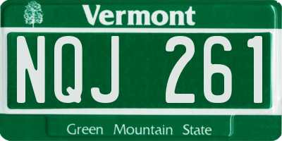 VT license plate NQJ261