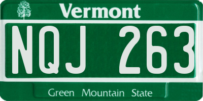 VT license plate NQJ263