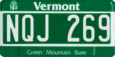 VT license plate NQJ269