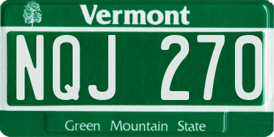VT license plate NQJ270