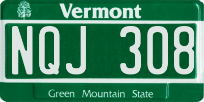 VT license plate NQJ308