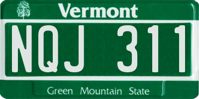 VT license plate NQJ311