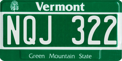 VT license plate NQJ322
