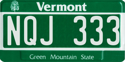 VT license plate NQJ333