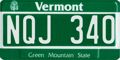 VT license plate NQJ340