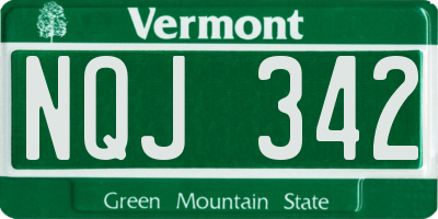 VT license plate NQJ342