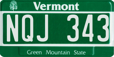VT license plate NQJ343
