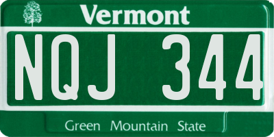 VT license plate NQJ344