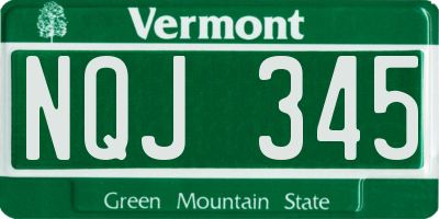 VT license plate NQJ345