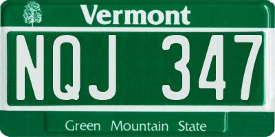 VT license plate NQJ347