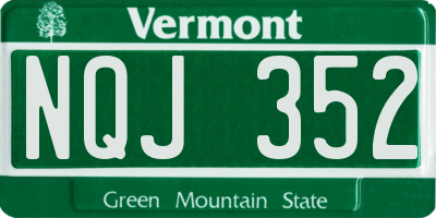 VT license plate NQJ352
